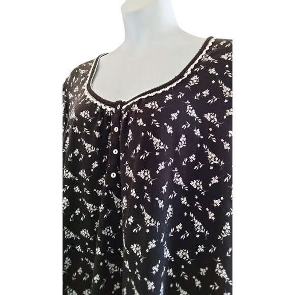 Croft & Barrow 4X Nightgown Womens Floral Button Front Short Sleeve Intimates - Picture 6 of 9
